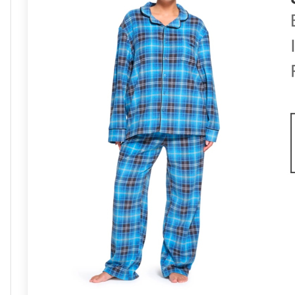 SKIMS flannel pajamas mismatched sizes set top small bottom medium